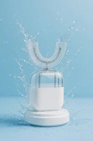 Beyaz U Tipi Otomatik Elektrikli Diş Fırçası 360° Silikon Başlık Şarjlı Yetişkin Model