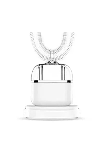 Beyaz U Tipi Otomatik Elektrikli Diş Fırçası 360° Silikon Başlık Şarjlı Yetişkin Model